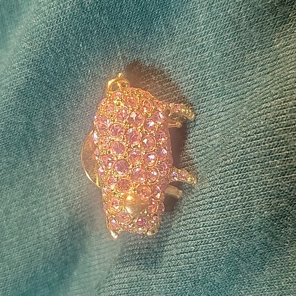 Vintage Carolee Pink Rhinestone‎ Pig Brooch Gold Tone Pave Crystal Animal Pin